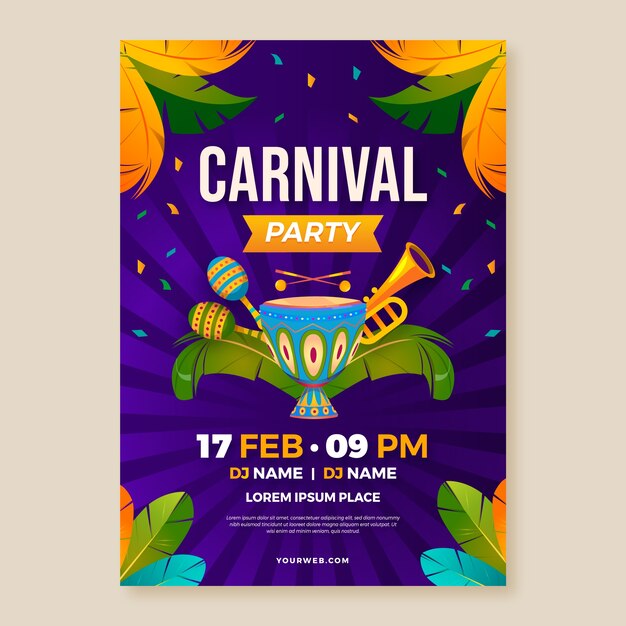 Plantilla de volante vertical de carnaval degradado
