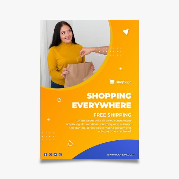 Plantilla de volante vertical para compras online