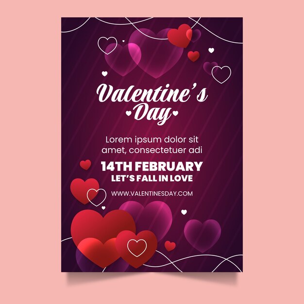 Plantilla de volante vertical degradado del día de san valentín
