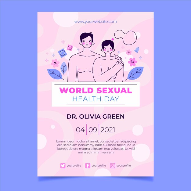 Plantilla de volante vertical del día mundial de la salud sexual plana