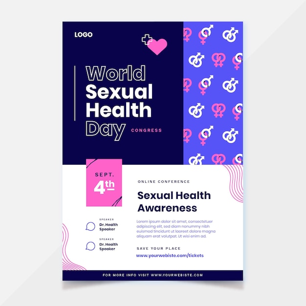 Vector gratuito plantilla de volante vertical del día mundial de la salud sexual