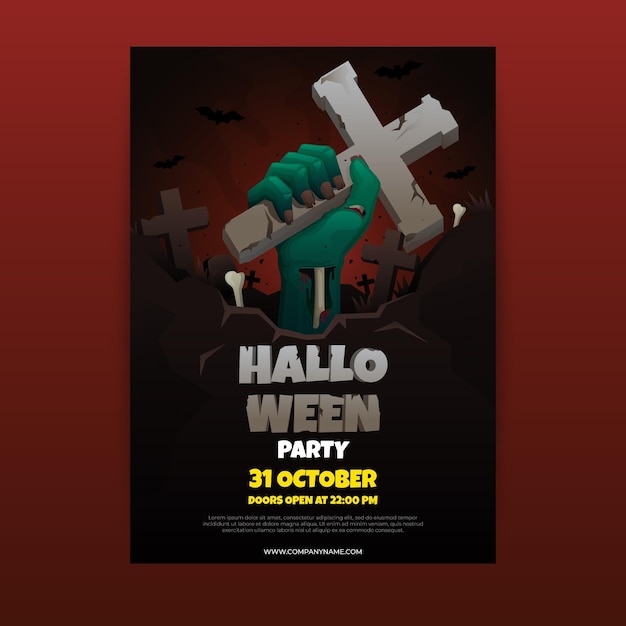 Vector gratuito plantilla de volante vertical de fiesta de halloween realista