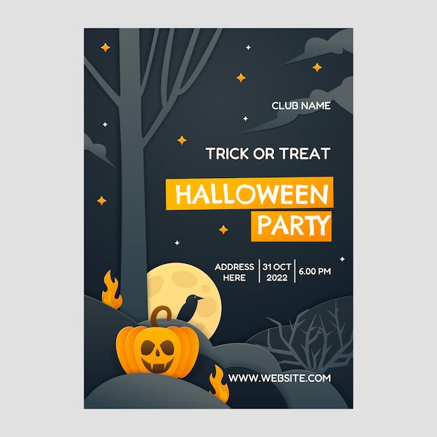 Vector gratuito plantilla de volante vertical de halloween de estilo papel