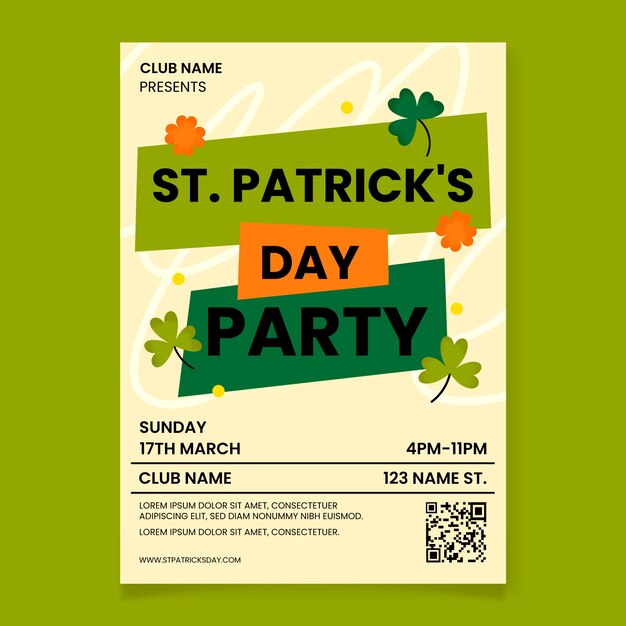 Plantilla de volante vertical plano para la celebración del día de san patricio