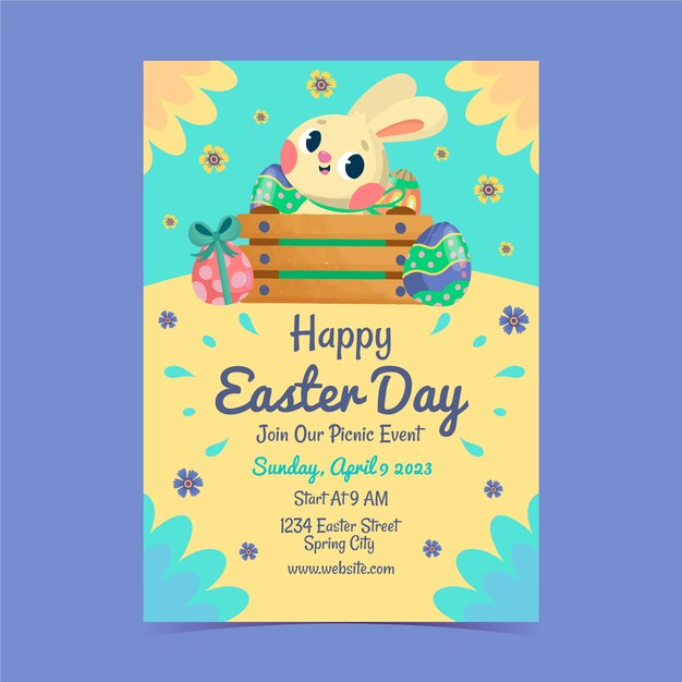 Plantilla de volante vertical plano para celebración de pascua