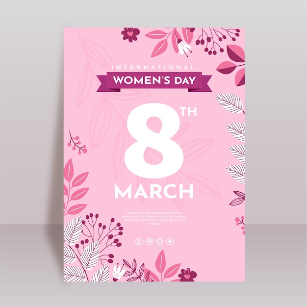 Plantilla de volante vertical plano del día internacional de la mujer