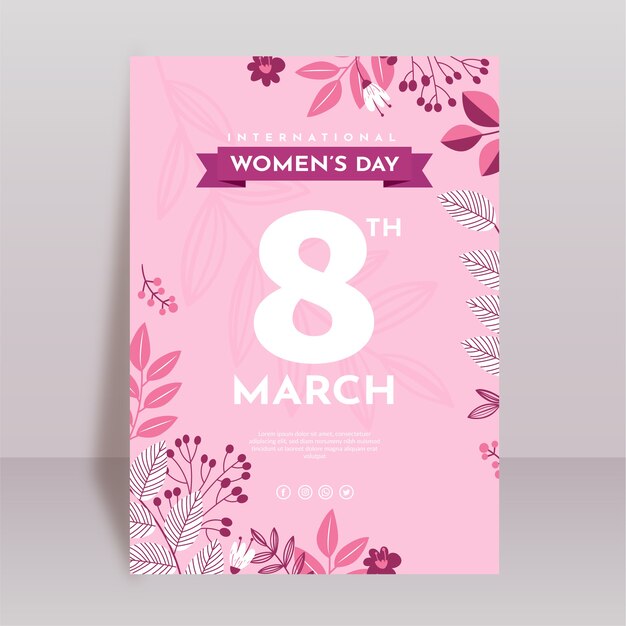 Plantilla de volante vertical plano del día internacional de la mujer