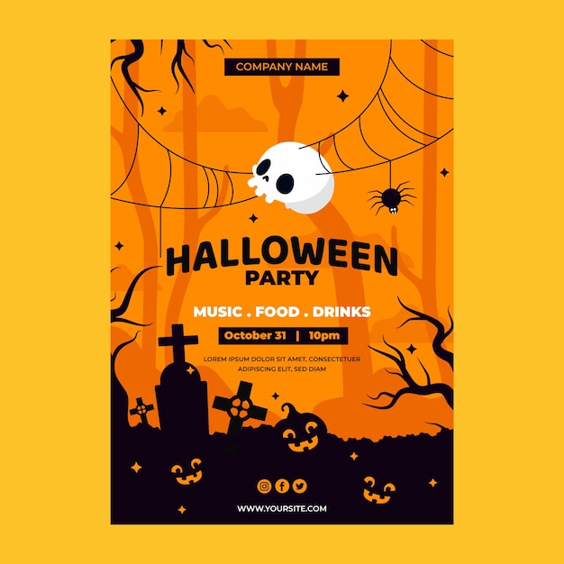 Plantilla de volante vertical plano de halloween