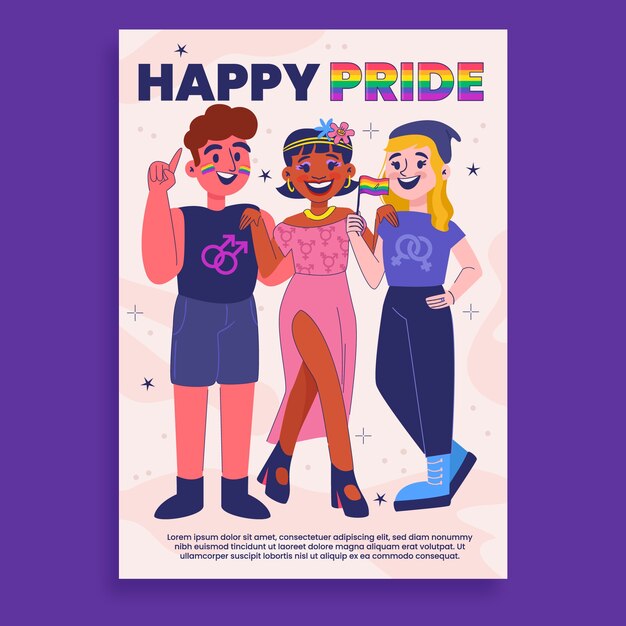 Plantilla de volante vertical plano del mes del orgullo lgbt