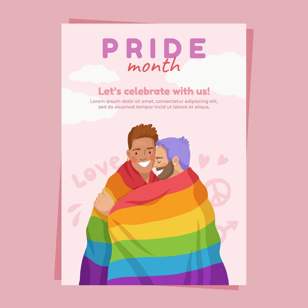 Plantilla de volante vertical plano del mes del orgullo lgbt