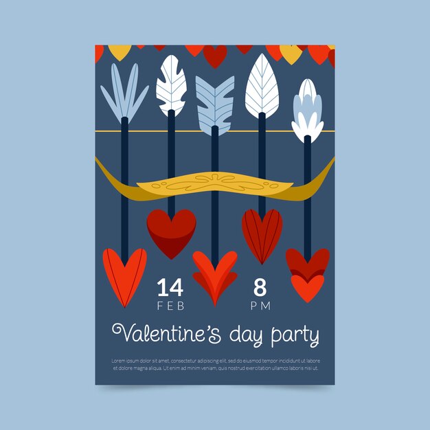 Plantilla de volante vertical plano de san valentín