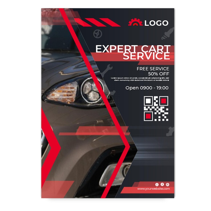 Vector gratuito plantilla de volante vertical de servicio mecánico