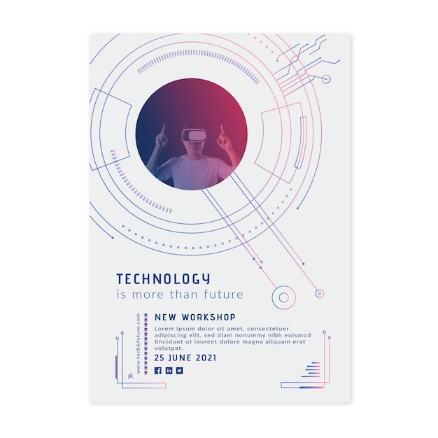 Plantilla de volante vertical de tecnología y futuro