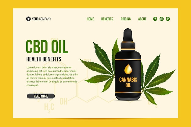 Vector gratuito plantilla web de aceite de cannabis