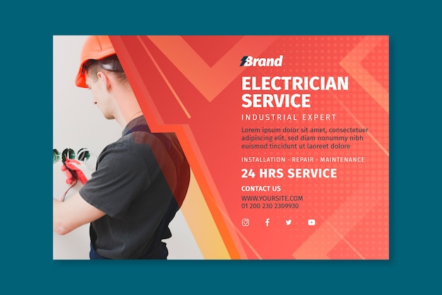 Vector gratuito plantilla web de banner de hombre de servicio de electricista