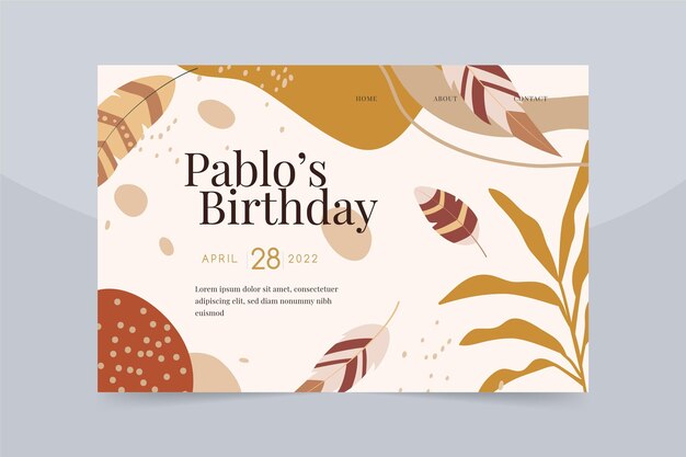 Plantilla web de celebración de cumpleaños boho