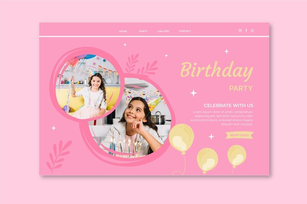 Plantilla web de celebración de cumpleaños