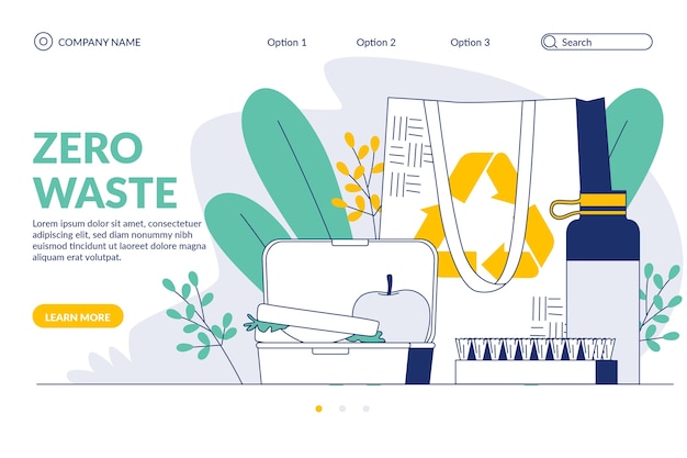 Vector gratuito plantilla web cero residuos