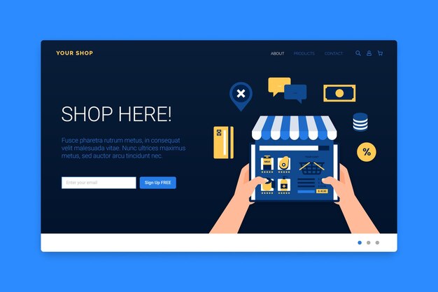 Plantilla web con compras en línea