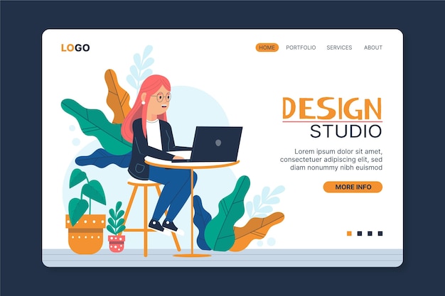 Vector gratuito plantilla web de diseñador gráfico ilustrada