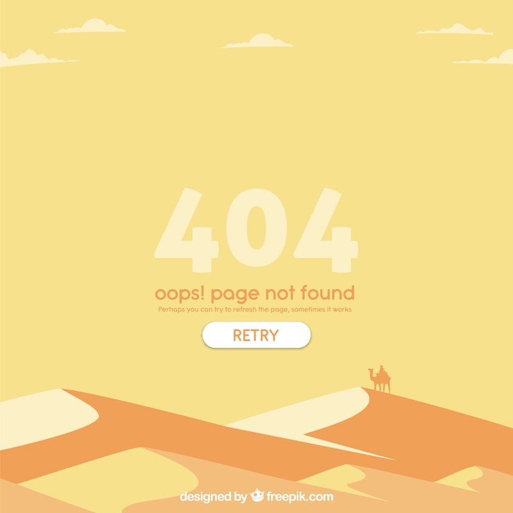 Vector gratuito plantilla web de error 404 con desierto en estilo plano
