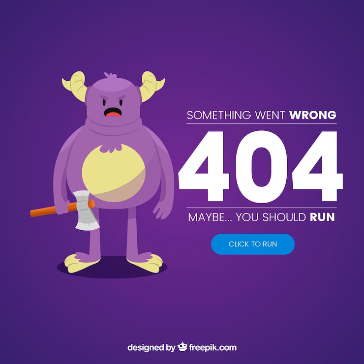 Vector gratuito plantilla de web de error 404 con monstruo divertido
