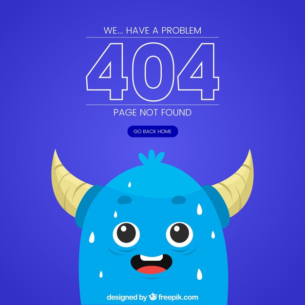 Plantilla de web de error 404 con monstruo divertido
