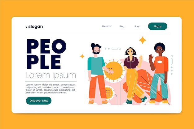 Vector gratuito plantilla web de grupo de personas de diseño plano