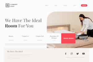 Vector gratuito plantilla web de hotel con foto