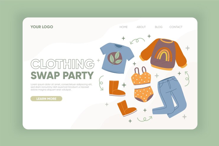 Vector gratuito plantilla web de intercambio de ropa dibujada a mano