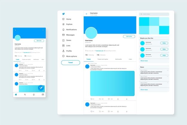 Plantilla web de interfaz de Twitter