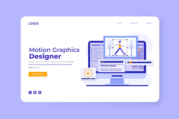 Plantilla web de motiongraphics plano