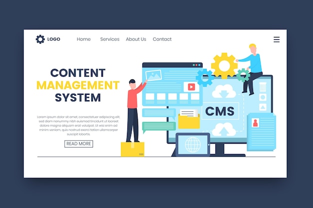 Plantilla web de página de destino de concepto plano cms