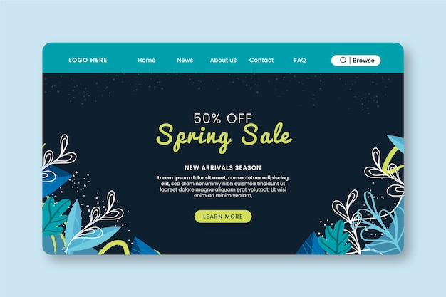 Vector gratuito plantilla web de página de destino de venta de primavera
