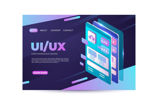 Plantilla web realista de ui / ux