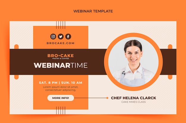 Vector gratuito plantilla de webinar de comida de diseño plano