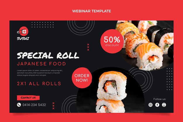 Plantilla de webinar de comida de diseño plano
