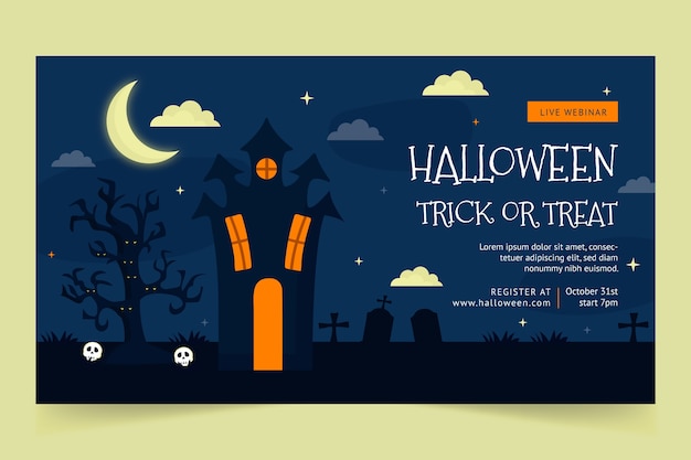 Vector gratuito plantilla de webinar dibujada a mano para la celebración de halloween