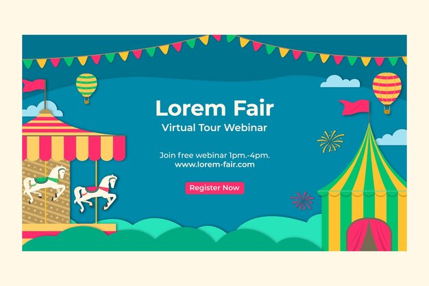 Plantilla de webinar de festival de feria y parque de atracciones