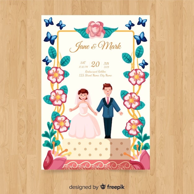 Vector gratuito plantillad de invitación de boda