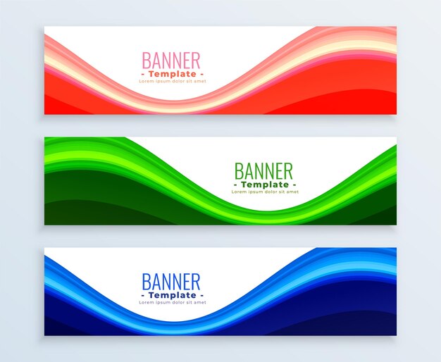 Plantillas de banner de negocios web moderno de estilo ondulado en vector de colección