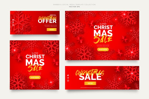 Plantillas de banner de venta de Navidad roja