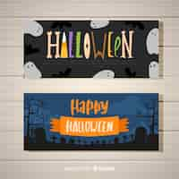 Vector gratuito plantillas de banners de halloween con tipografía