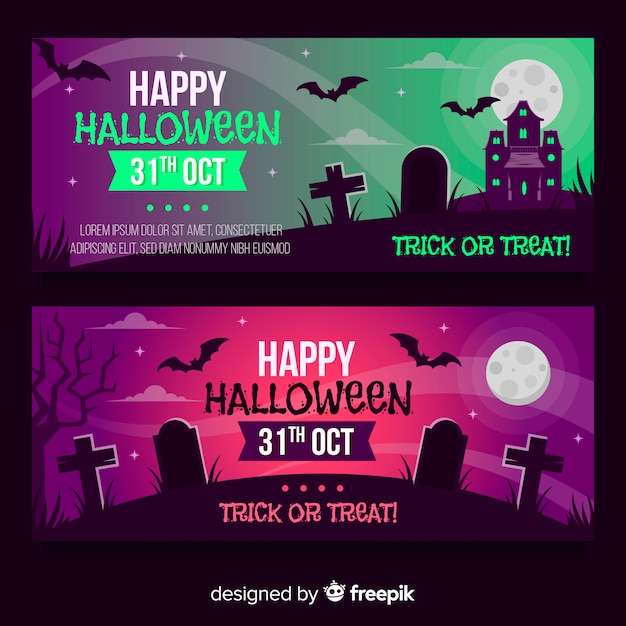 Vector gratuito plantillas de banners de halloween