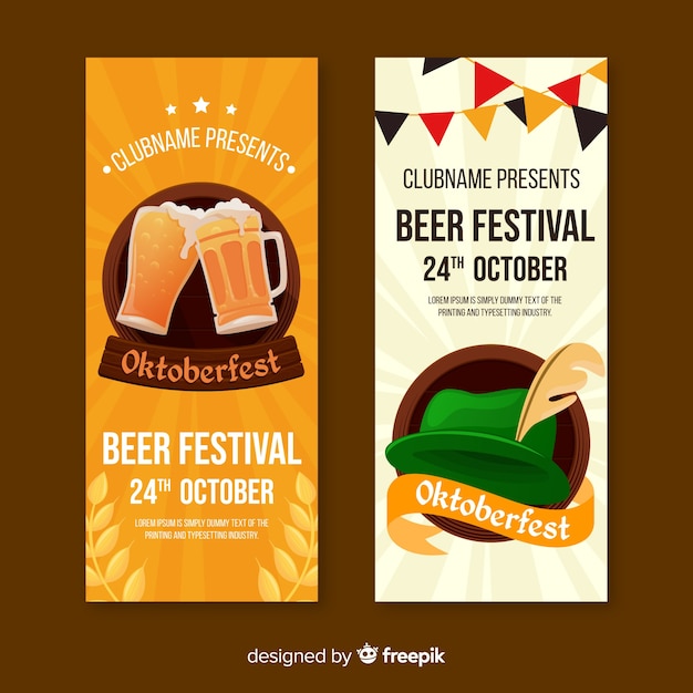 Vector gratuito plantillas de banners del oktoberfest en diseño plano