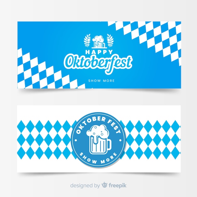 Vector gratuito plantillas de banners del oktoberfest en diseño plano