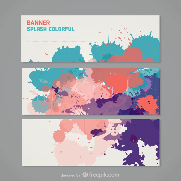 Vector gratuito plantillas de banners con salpicaduras de pintura