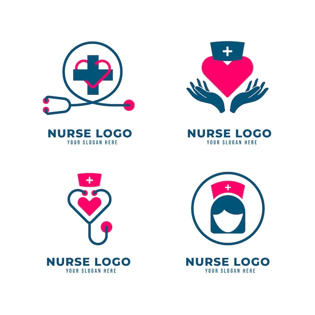 Vector gratuito plantillas creativas de logotipos de enfermeras