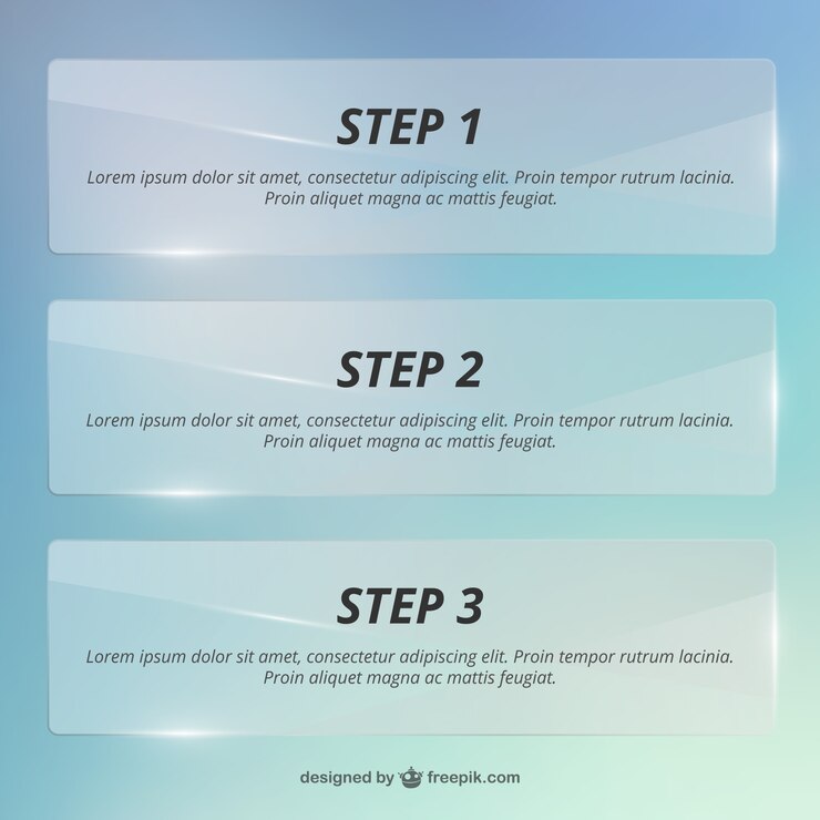 Vector gratuito plantillas de cristal paso a paso