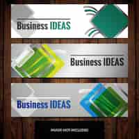 Vector gratuito plantillas de diseño de banner de negocios con cuadrados verdes y azules sobre fondo gris